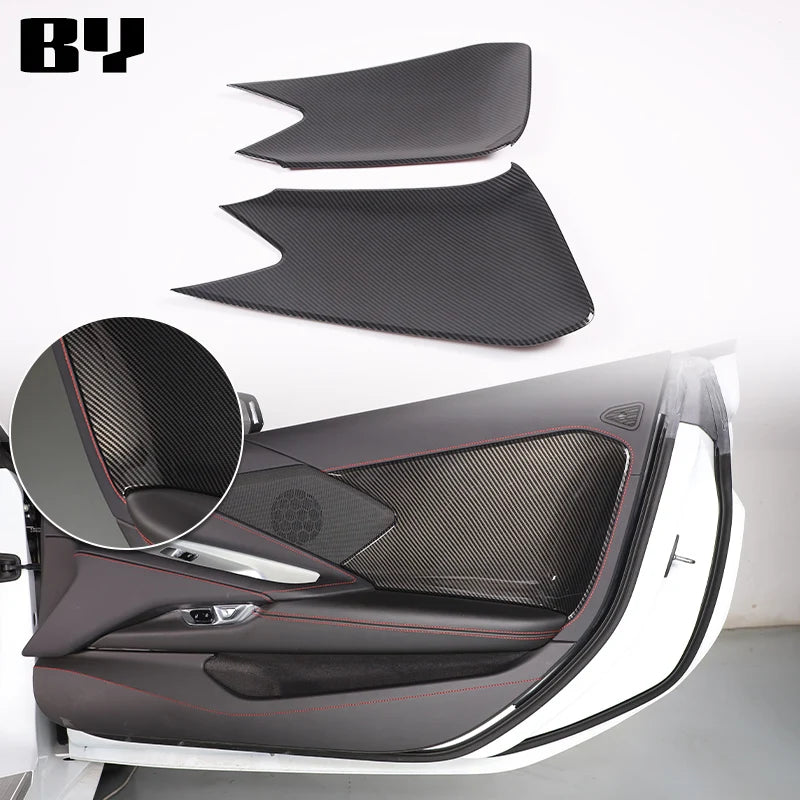 For Chevrolet Corvette C8 2020-2024 Car Accessory ABS Carbon Fiber Car Console Gear Shift Panel Cover door armrest Trim Sticker