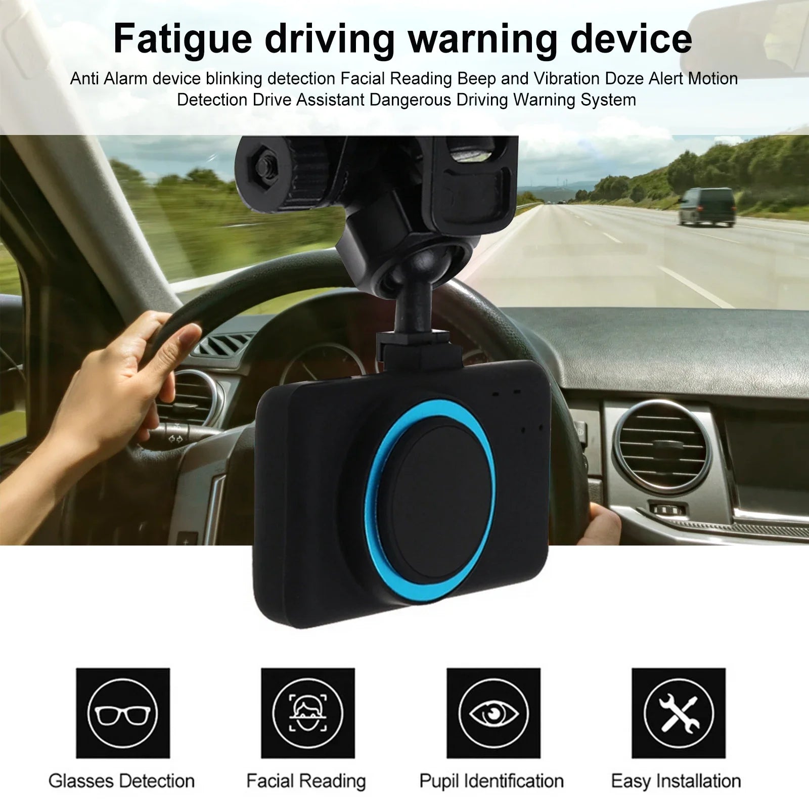 Accesorios para automóviles Dispositivo de alarma de advertencia de fatiga Sistema de conducción segura con la cabeza erguida para conductores de camiones Viajes de larga distancia Previene la somnolencia
