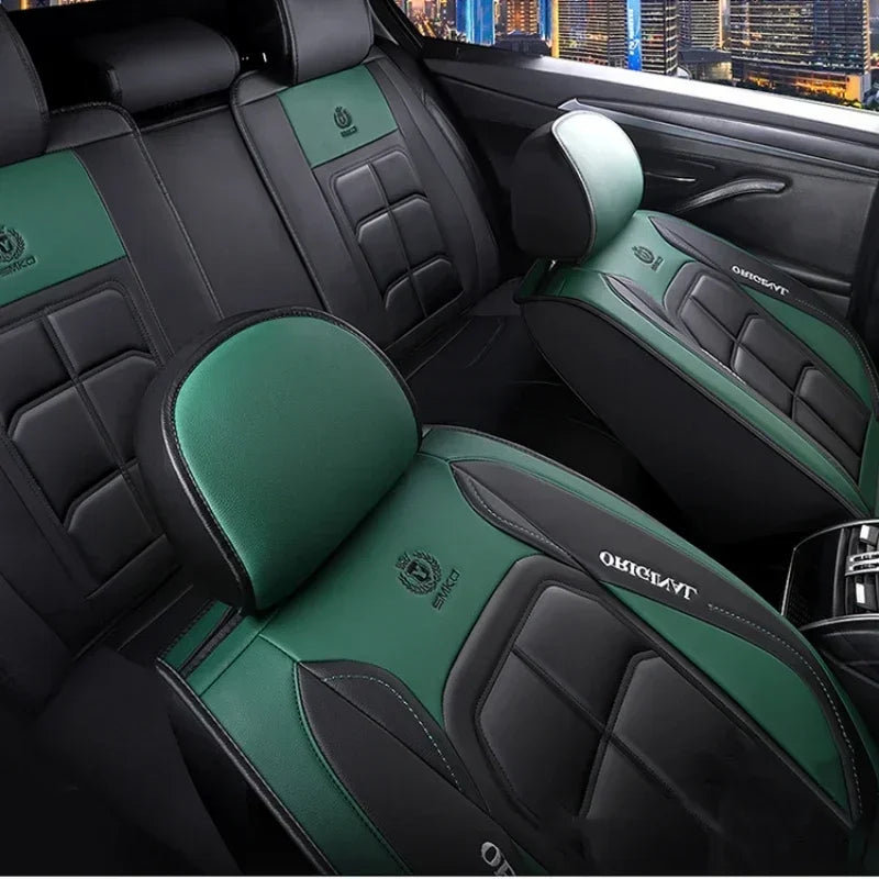 1pc Car Front Seat Cover, Rear Seat Cover All Inclusive Premium PU Leather Mat with Soft Cushion Full Package Protector Cover