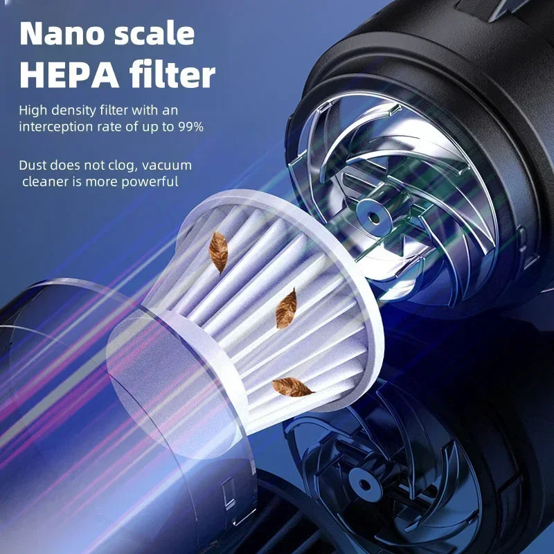 990000PA Car Vacuum Cleaner Wireless Handheld High Power Rechargeable Strong Suction Blowing Vacuum Cleaner Car Home Dual-Use