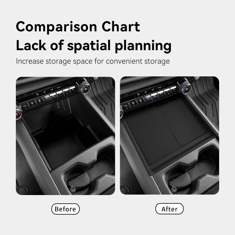 ABS Interior Organizer For Chevrolet Silverado EV 2024-2026 Centre Console Armrest Storage Box Storage Box Tray Car Accessories