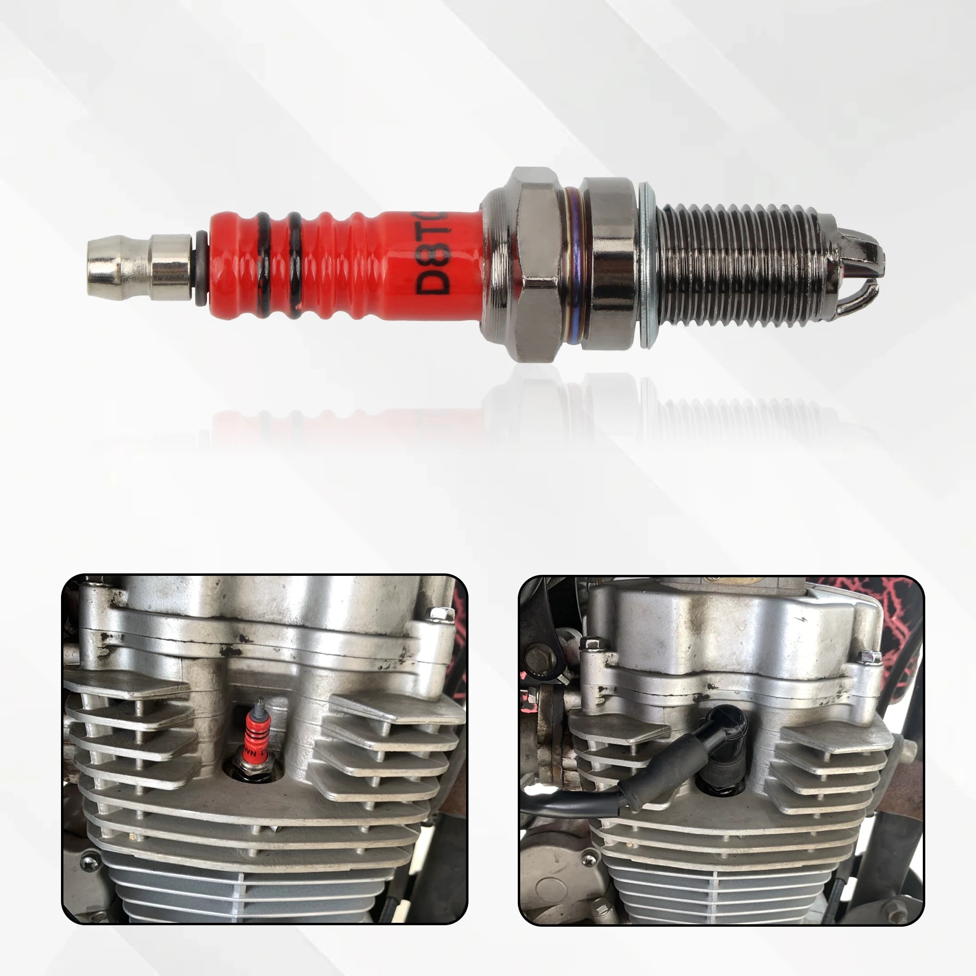 1/2Pcs Racing Spark Plug 3 Triple Electrode D8TC For ATV 50cc-150cc Scooter Dirt Bike Go Kart Atv Scooter Motorcycle Ignition