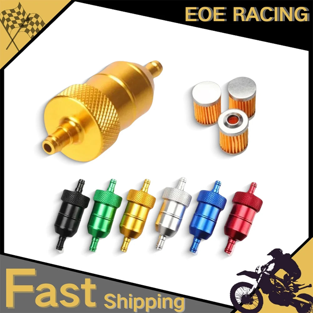 For Motorcycle Quad Pit Dirt Bike ATV Scooter 3PCS Fuel Filter 8mm CNC Alloy Petrol Gas Fuel Filter Cleaner