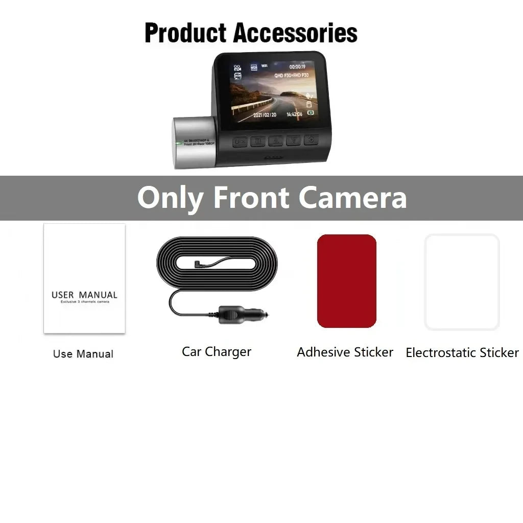 Dashcam 4K GPS Wifi 24h Parking Monitor Dash Cam for Car Dual Camera Front and Rear Night Vision Dvrs Kamera Video Registrator