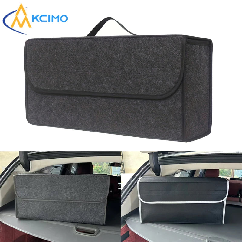 Car Trunk Organizer with Felt Lining - Collapsible Storage Bins, Anti-Scratch & Silent for Tools, Groceries, Emergency Kit