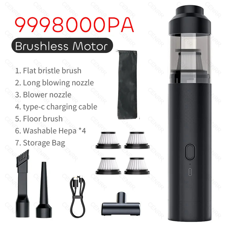 CENRR 9998000PA Mini Car Vacuum Cleaner Strong Suction Handheld Powerful Wireless Car Cleaner HandHeld Portable Vacuum Cleaner