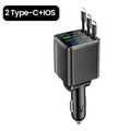 Retractable Car Charger 7 in 1 Fast Charging Car Charger Retractable Cable USB Type C Multi Ports Car Charger Adapter Compatible