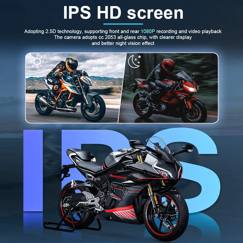 6 inch Screen For Car Motorcycle Waterproof  IPX8 Monitor Dash Cam GPS Navigation Wireless Carplay Android Auto With TPMS DVR