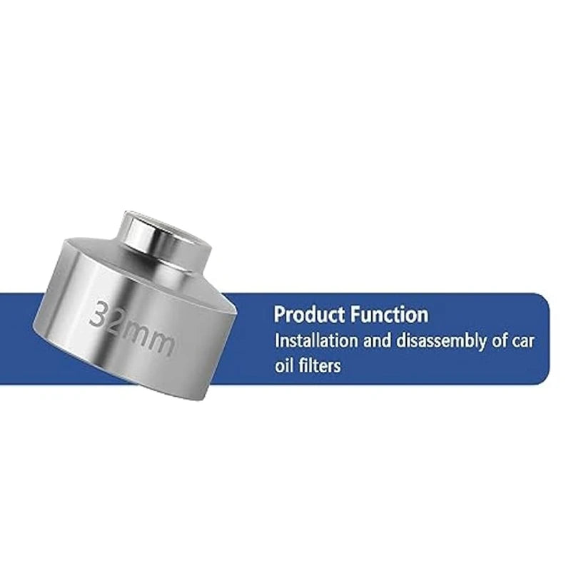32Mm Socket-Oil Filter Wrench Tool,Steel Quickly Oil Filter Removal Tool,3/8Inch Drive Oil Filter Socket Tool Easy Install