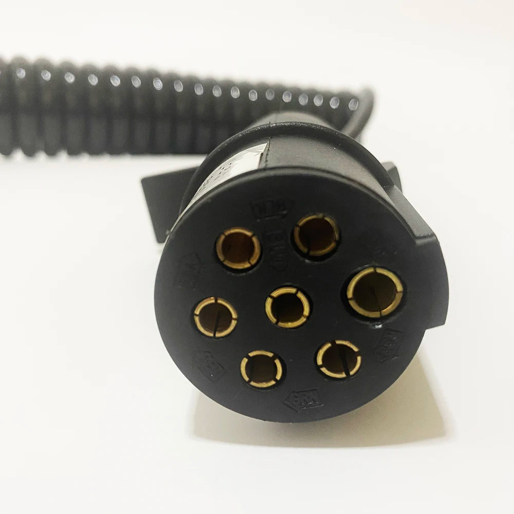 Truck 7 Pin Trailer Cable Seven-Core Line Assembly with Spiral Stretch Spring Plug Wire Connector for Vehicle Accessories