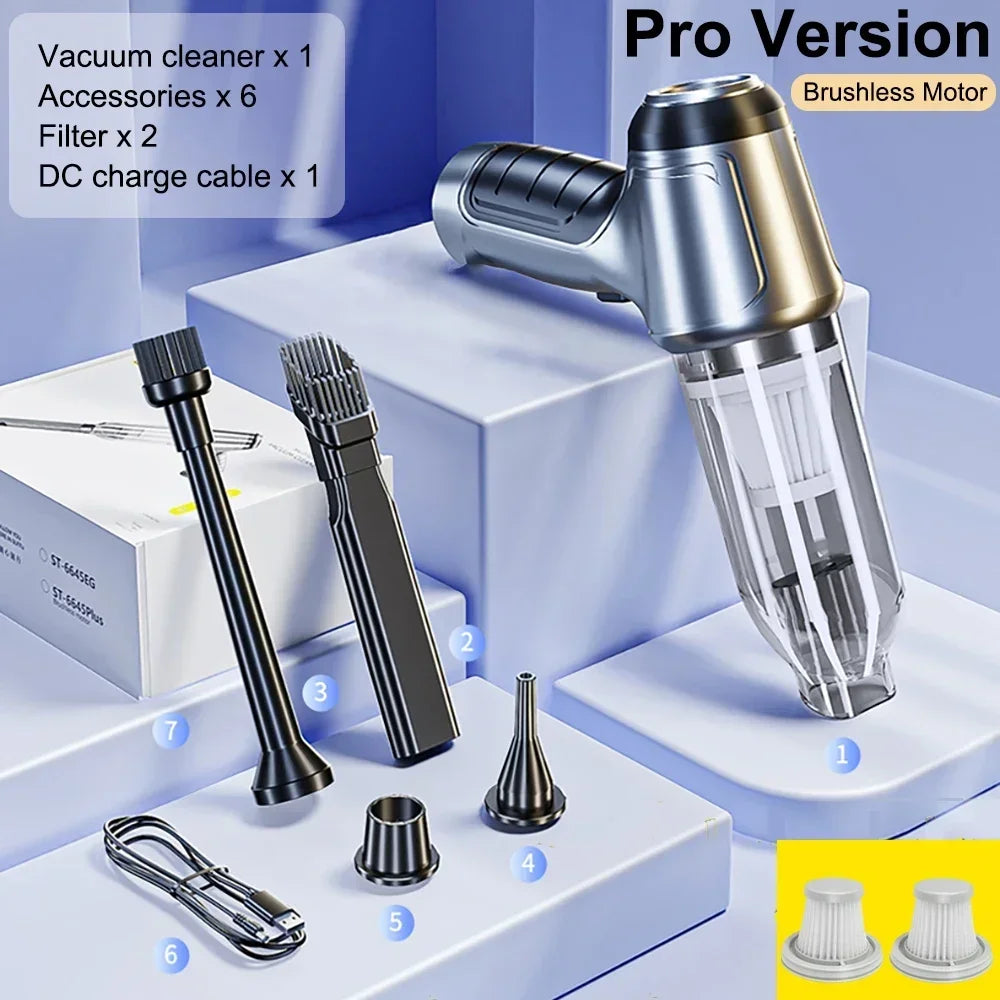 Car Vacuum Cleaner Strong Suction Cleaning Mini Machine Wireless Portable Handhled Blower Machine Air Duster for Home Appliances
