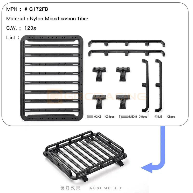 Roof Luggage Rack for 1/10 RC Crawler Car Traxxas TRX4 Defender TRX6 AXIAL SCX10 II 90046 Diy Parts