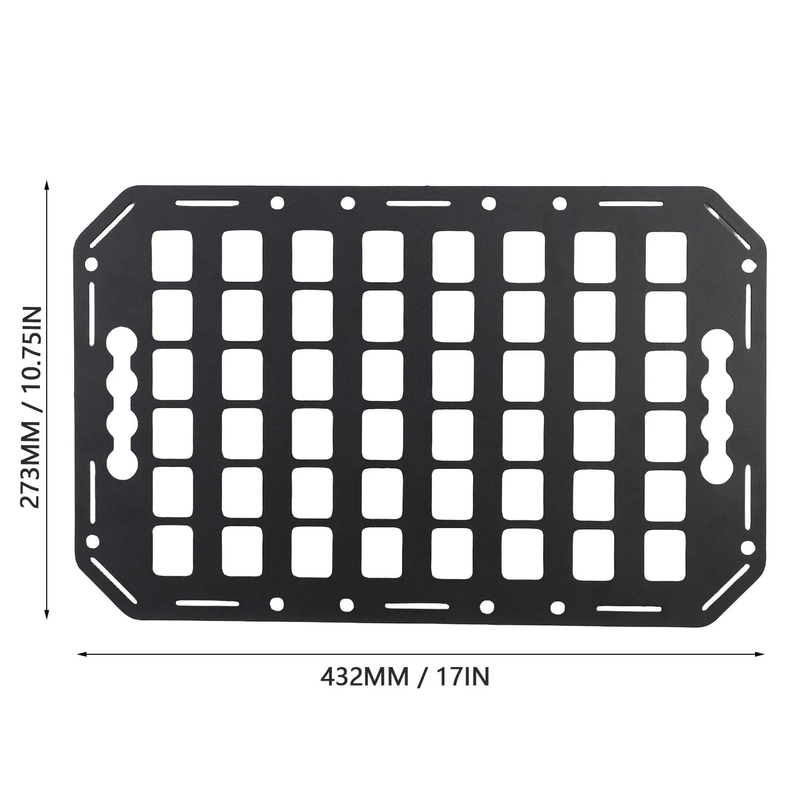 Truck Bed Molle Panel 432x273x2mm Aluminum Side Bed L Track Molle Panel for Sedan SUV Pickup Van RV Side Bed Molle Panel