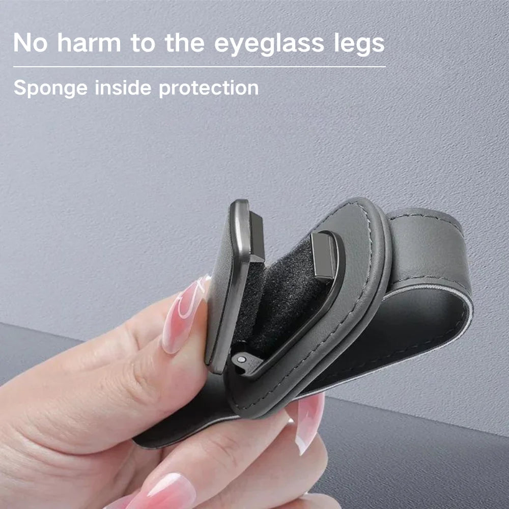 Car Glasses Storage Clip, Ultra-Fine Fiber Leather Sunshade Mirror, Sunglasses Frame, Car Interior Accessories, Car Glasses Fram