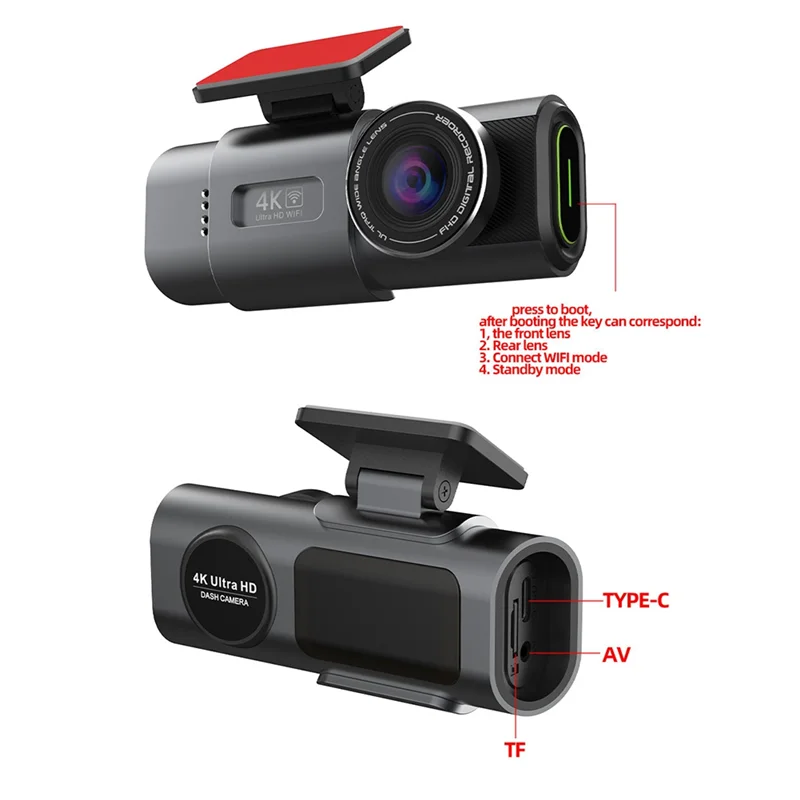 A99E-4K UHD Dash Cam DVR Car Camera Night Vision Video Recorder Dual Lens Built-In Wi-Fi GPS 24H Parking