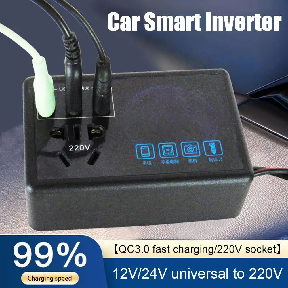 Car Power Inverter 12V/24V DC To 220V AC Car Converter Charger Adapter Outlet USB Converter Port Ideal for Cars, Trucks & RVs