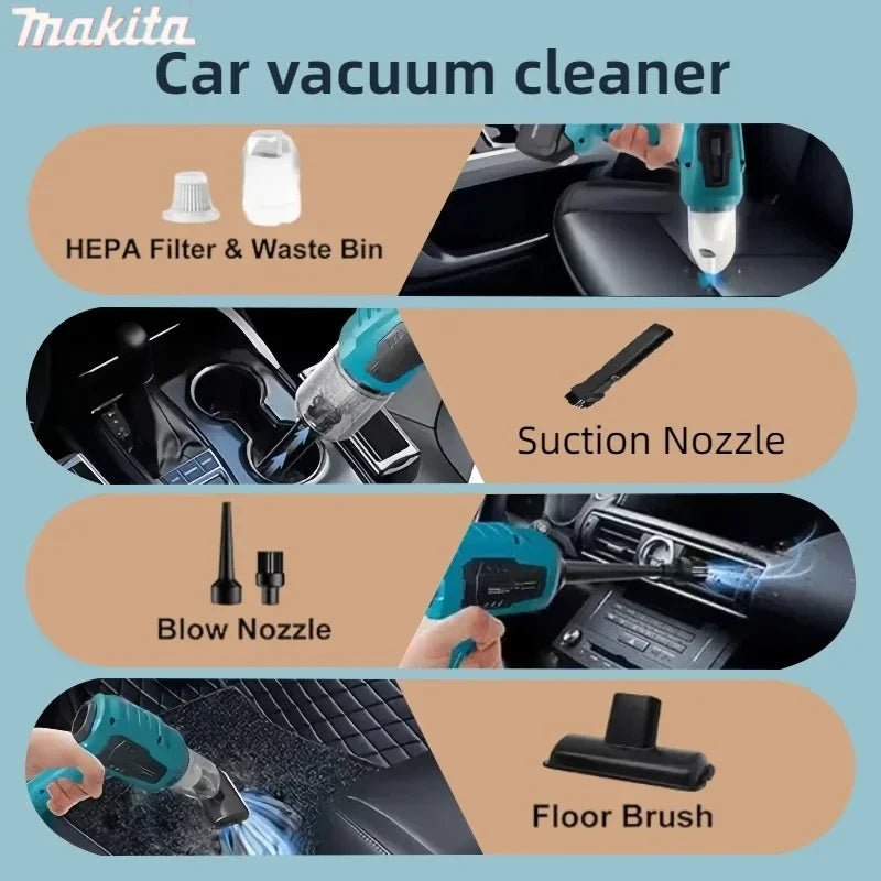 Makita Wireless Charged Car Vacuum: Strong Suction Handheld Dual - Function (Blow/Suck) for Cars & Households For Makita Battery