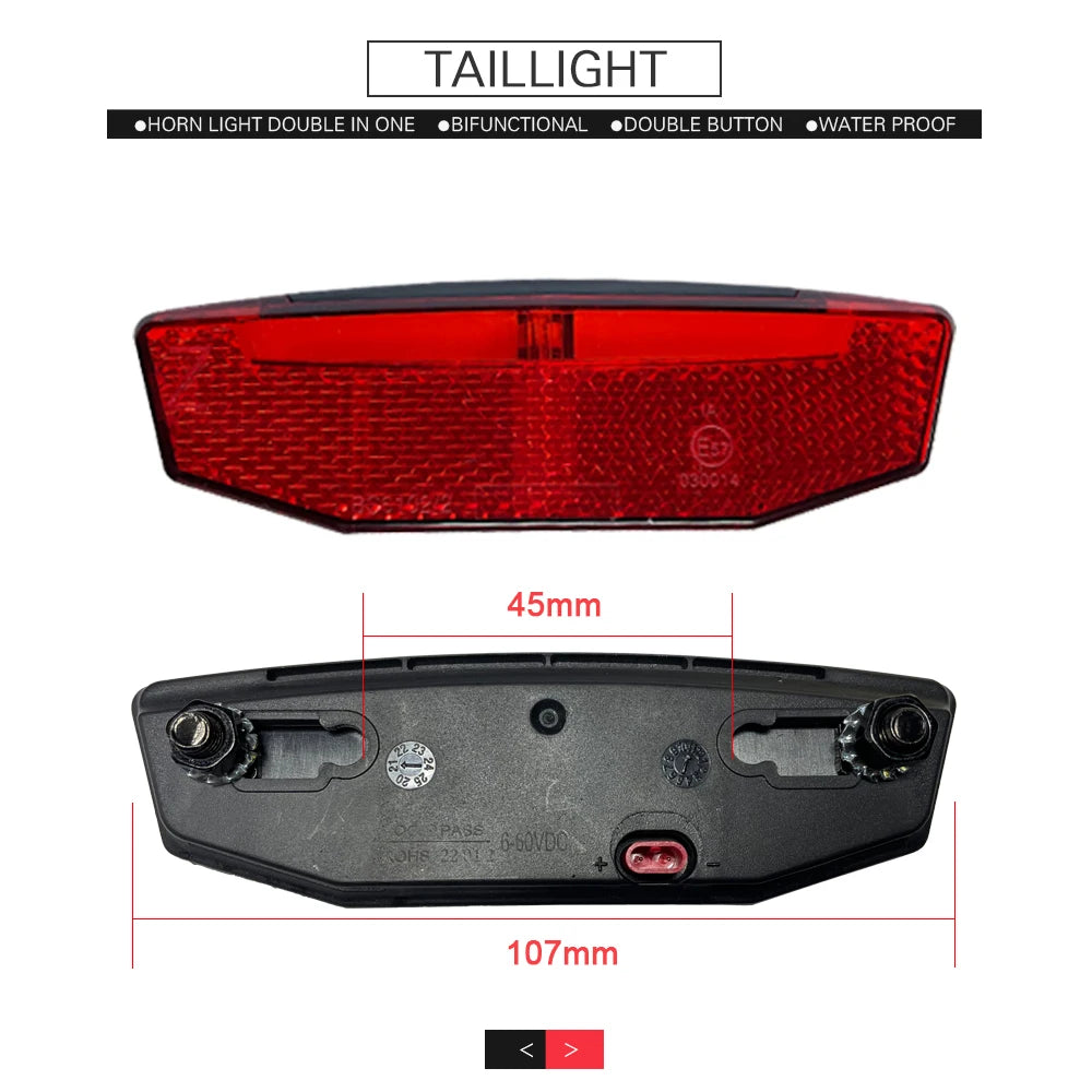 Interruptor de luz y bocina para bicicleta eléctrica, faro delantero, bicicleta eléctrica, scooter, luces delanteras, traseras, luces de advertencia, piezas, accesorios, 12 V-72 V