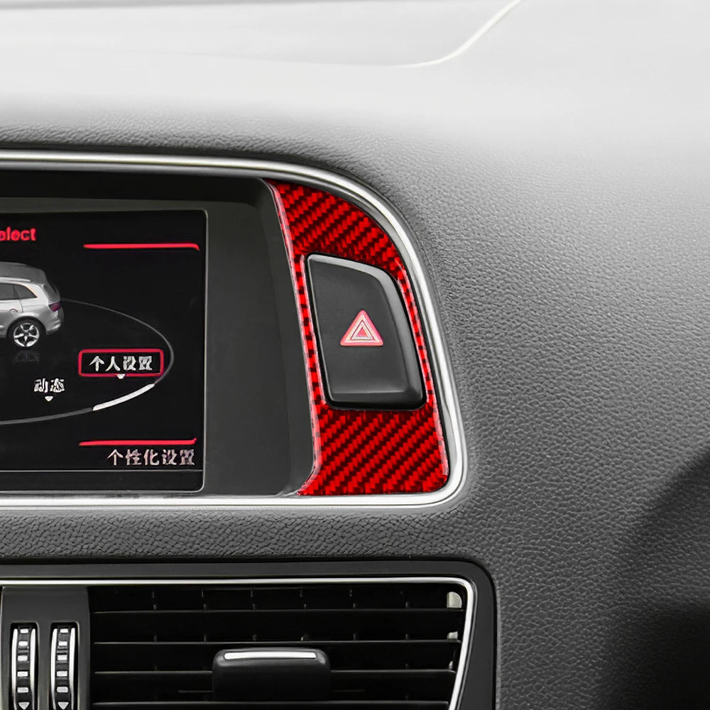 For Audi Q5 2009-2016 Accessories Carbon Fiber Interior Car Warning Light Switch Decorative Frame Sticker Trim Cover