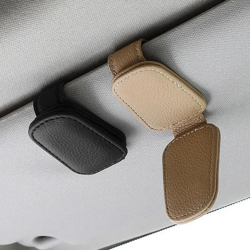 1Pcs Sunglasses Holder Car Sunshade Accessories Is Suitable for Car Sunshades Magnetic Leather Sunglasses Clip and Ticket Clip