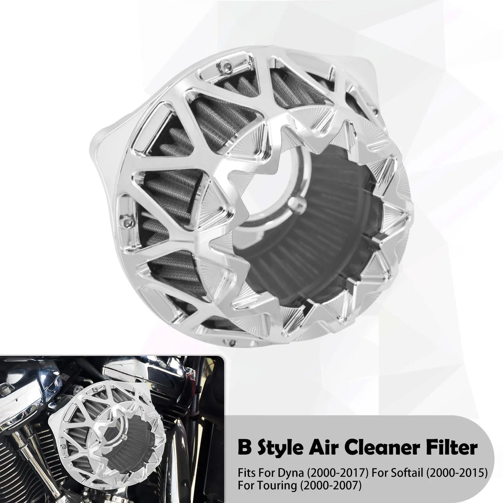 Motorcycle Air Cleaner Intake Filter Chrome For Harley Touring Electra Road Glide Dyna FXDLS Softail FLSTNSE Sportster XL48 883