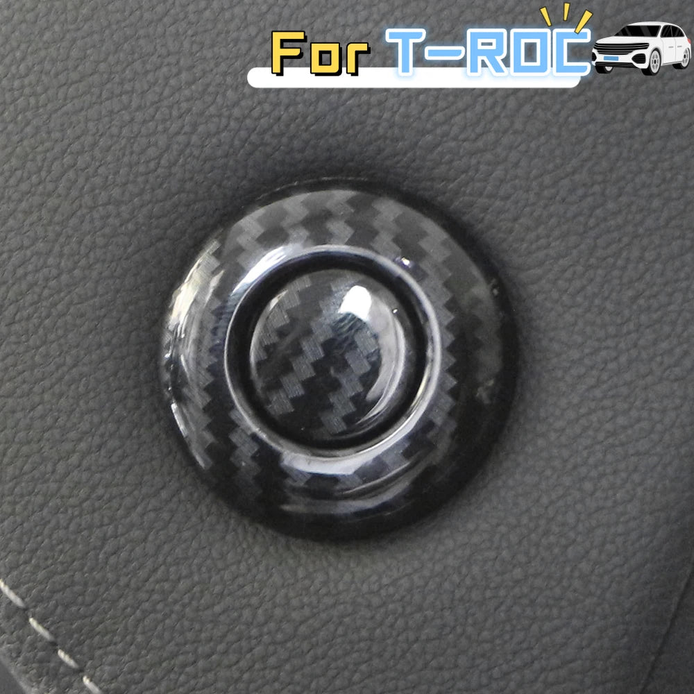 Car Accessories for Volkswagen VW T-Roc TROC 2017-2021 2022 2023 Seat Headrest Adjust Button Cover Trim Interior Carbon Fiber
