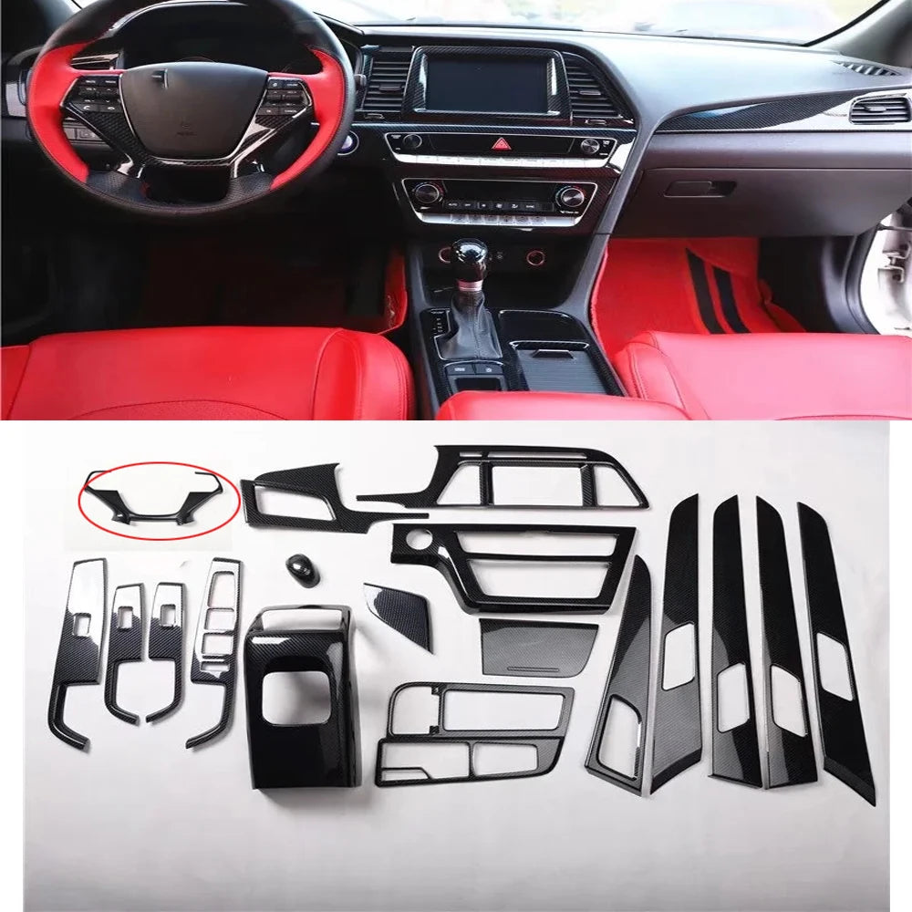 For Hyundai Sonata 9th 2016 2017 Interior Accessories Steering Wheel Cover Door Interior Handle Cover Center Control Panel Trim
