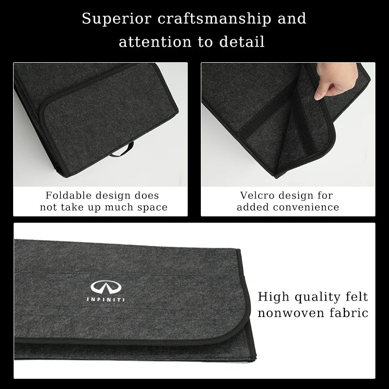 Felt Car Trunk Organizer Box Car Storage Bag Storage Organizer Tool For Infiniti Q50 FX35 Q30 G37 Q70 QX70 G35 Q60 QX50 QX60 QX8