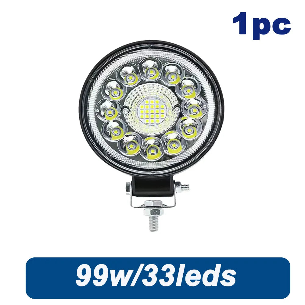 Car LED Light Bar 99W LED Work Light  Round Square Off Road Spotlight for Jeep Truck ATV 4X4 Car ATV Barra LED Headlights 12-24V