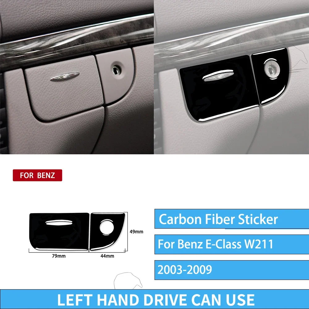 For Mercedes W211 E Class Accessories Interior 2003-2009 Co-pilot Storage  Speedometer Headlight Dashboard Stickers Piano Black