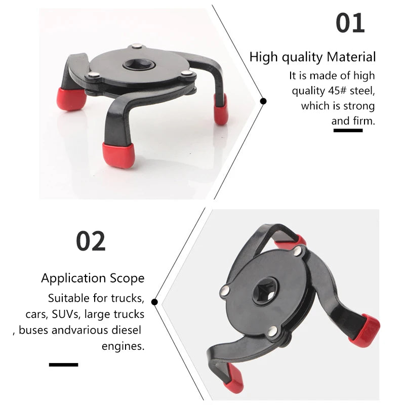 Universal 3 Jaw High Quality Oil Filter Remover Tool Cars Oil Filter Removal Tool Interface Special Tools Oil Filter Wrench Tool