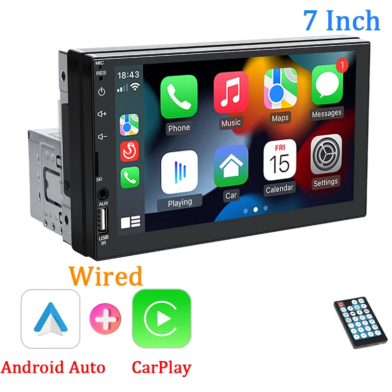 Car Radio 1 Din MP5 Android Auto  CarPlay 7 Inch Universal Autoradio USB TF Camera Bluetooth HD Camera Smart Car Systems
