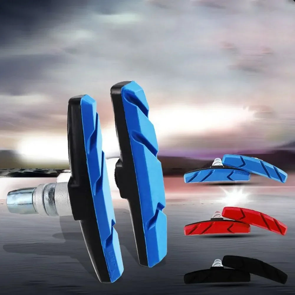 A Pair Durable Bicycle Silent Brake Pads Cycling V Brake Holder Pads Shoes Blocks Rubber Pad For Long-lasting Performance