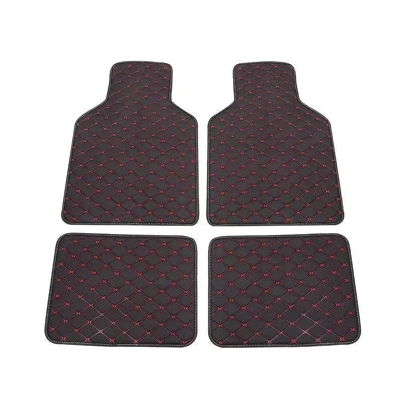 4pcs Car Floor Mats Waterproof PU Leather Universal Car Mats, Simple Design For Men And Women, Car Interior Accessories