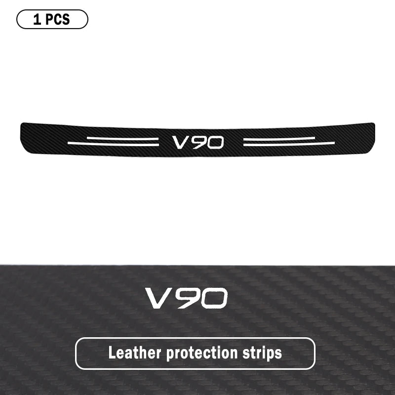 Car Rear Trunk Protection Strip for Volvo V90 v 90 Leather Threshold Pedal Trunk Bumper Guard Plate Anti-Scratch Sticker Decal