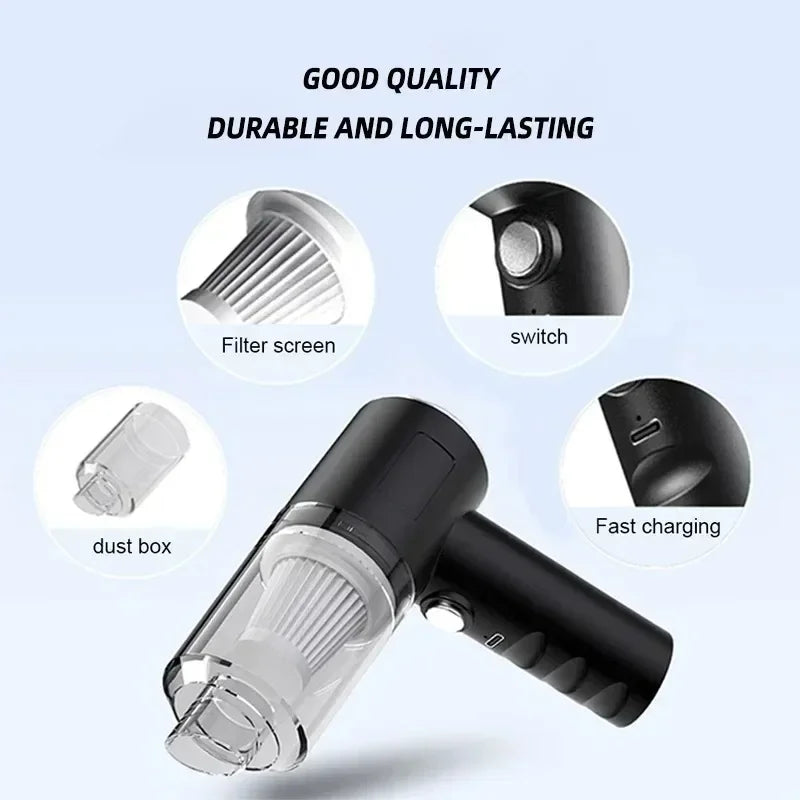 Portable Car Wireless Vacuum Cleaner 120W Powerful Handheld for Home & Auto Lightweight Cordless Rechargeable 3 in 1 Black 2026