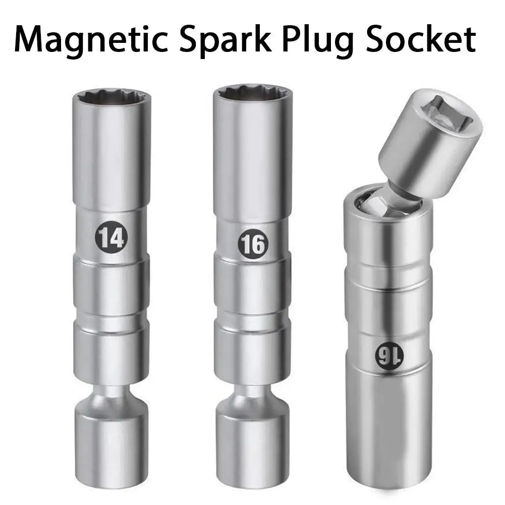 Spark Plug Socket Set, Swivel Universal Joint Magnetic Thin Wall 3/8" Drive, for 14mm 16mm Spark Plug, Professional Removal Tool