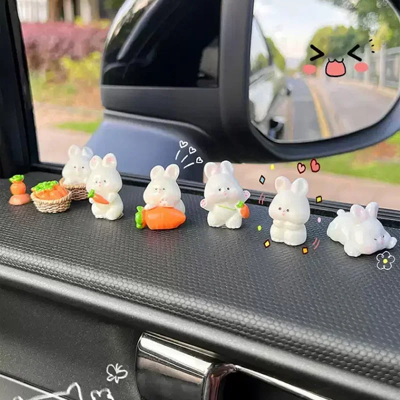 Car Interior Accessories Cartoon Cute Bunny Car Ornaments Car Center Console Car Decoration Supplies