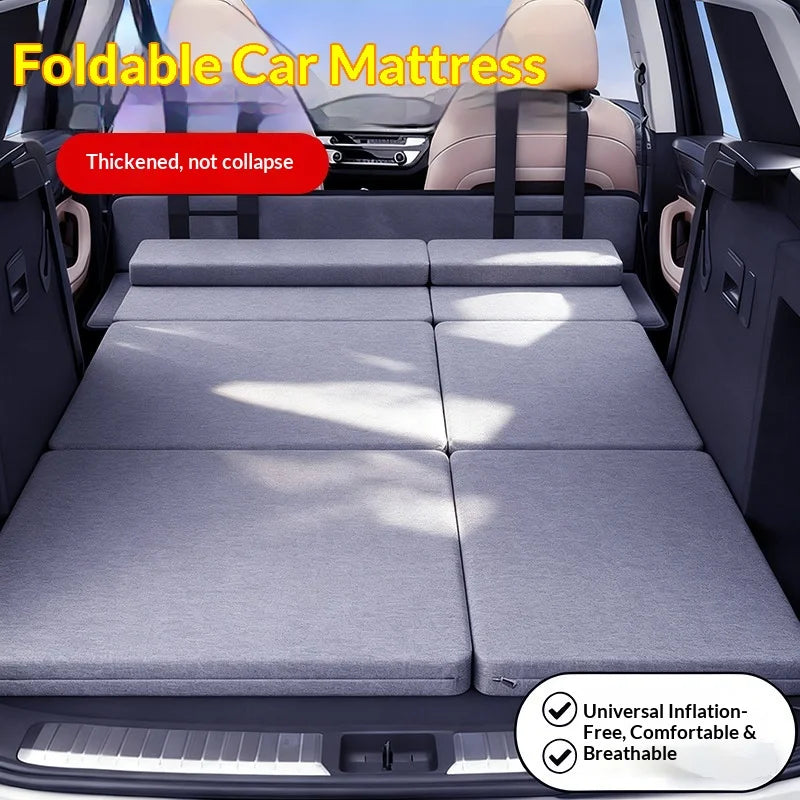 Folding Car Travel Bed Back Seat Bed SUV Portable Kids Adults Velour Durable Pump Road Trip Camping Sleep in Car Bed Mattress