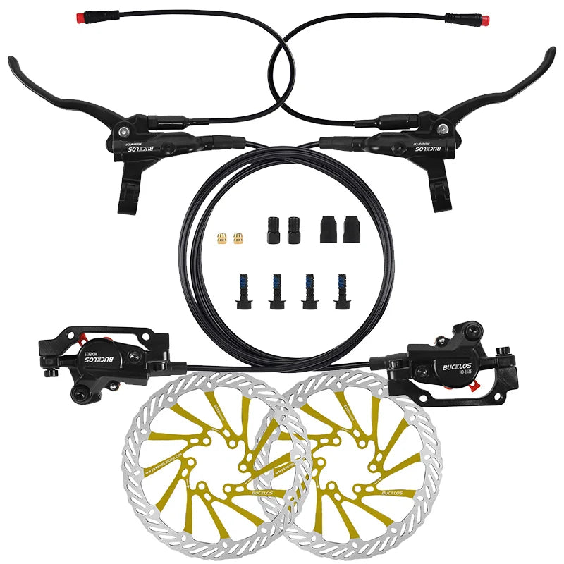 BUCKLOS Electric Bike Hydraulic Brakes Power Off Electric Scooter Brake Set 2 Piston E-Bike Disc Brake Set Folding Bike Brakes