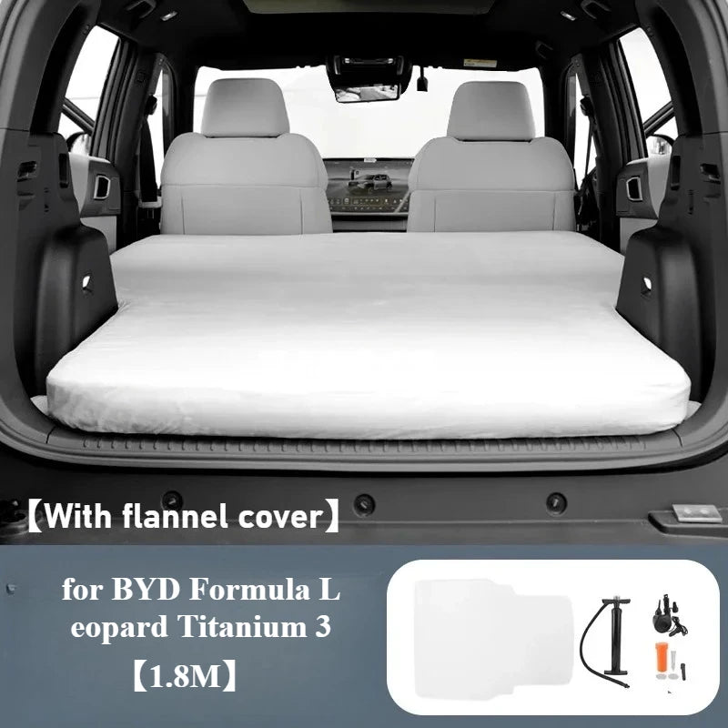 Car Travel Bed for BYD Formula Leopard Titanium 3 2025 1.8M Inflatable Air Mattress, Outdoor Camping Inflatable Suede Fabric Bed