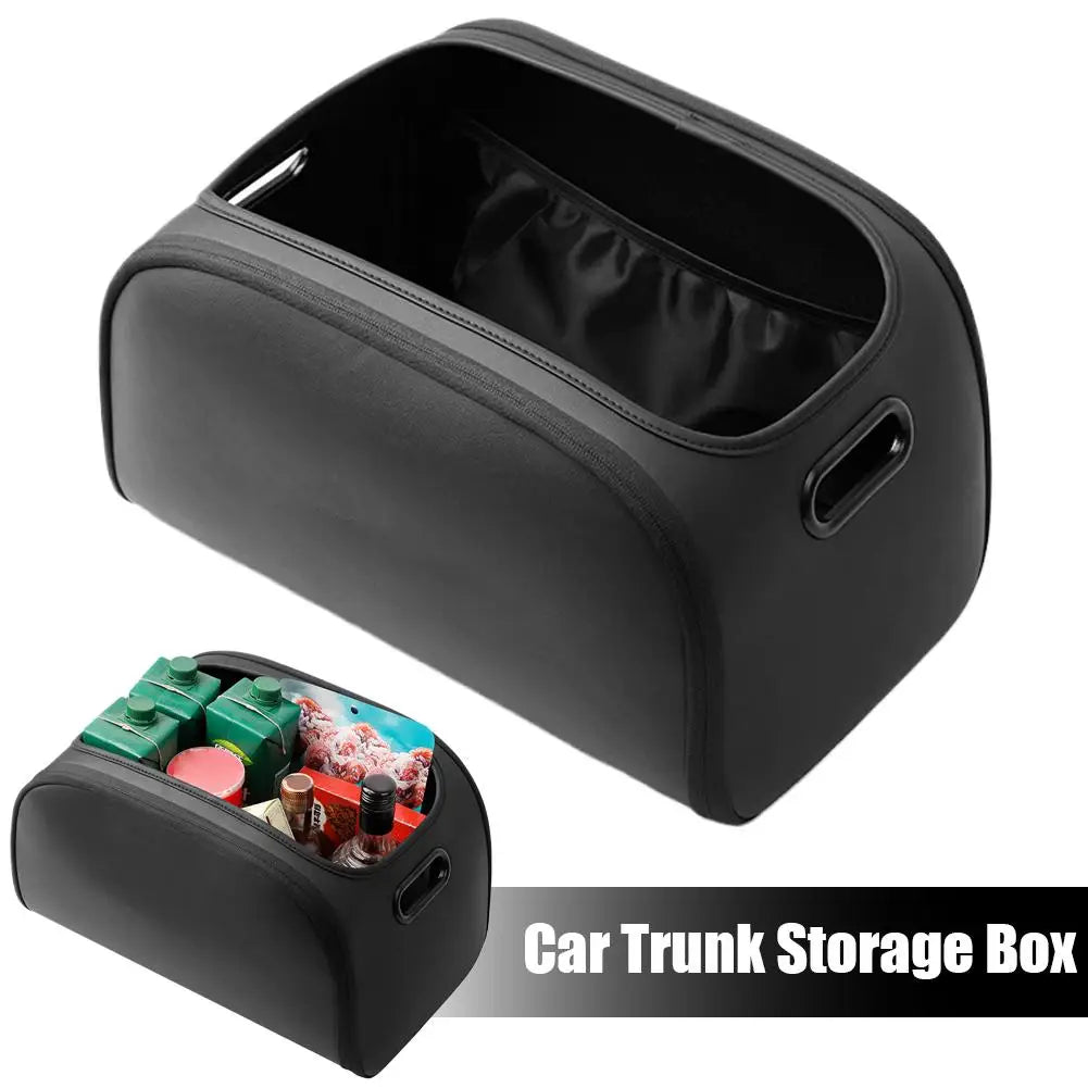 Car Trunk Organizer with Built-in Pocket for Truck SUV RV Sedan Auto Interior Grocery Cargo Travel Road Trip Storage Box Essenti
