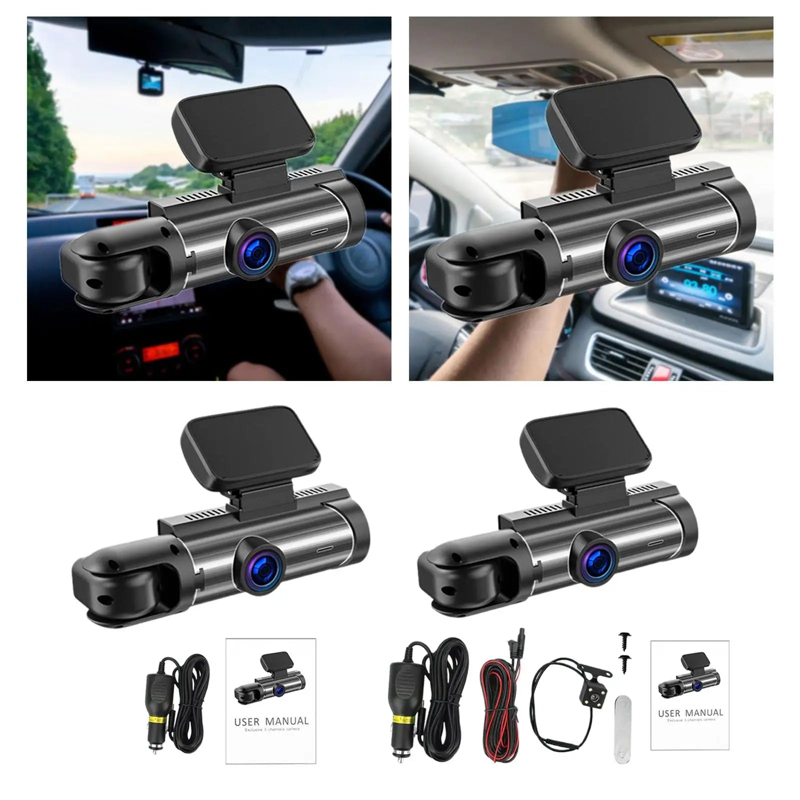 Dashboard Camera with Motion Detection Dual Lens IPS Screen Dash Cam Loop Recording for Car SUV 24 Hour Security