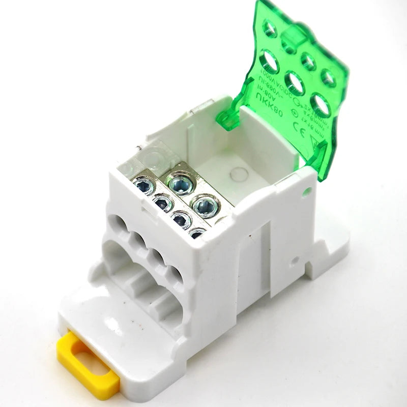 Bloque de terminales de riel DIN dividido eléctrico, caja de conexiones, cable de alimentación, conector eléctrico UKK80A, 125A, 160A, 250A, 400A y 500A