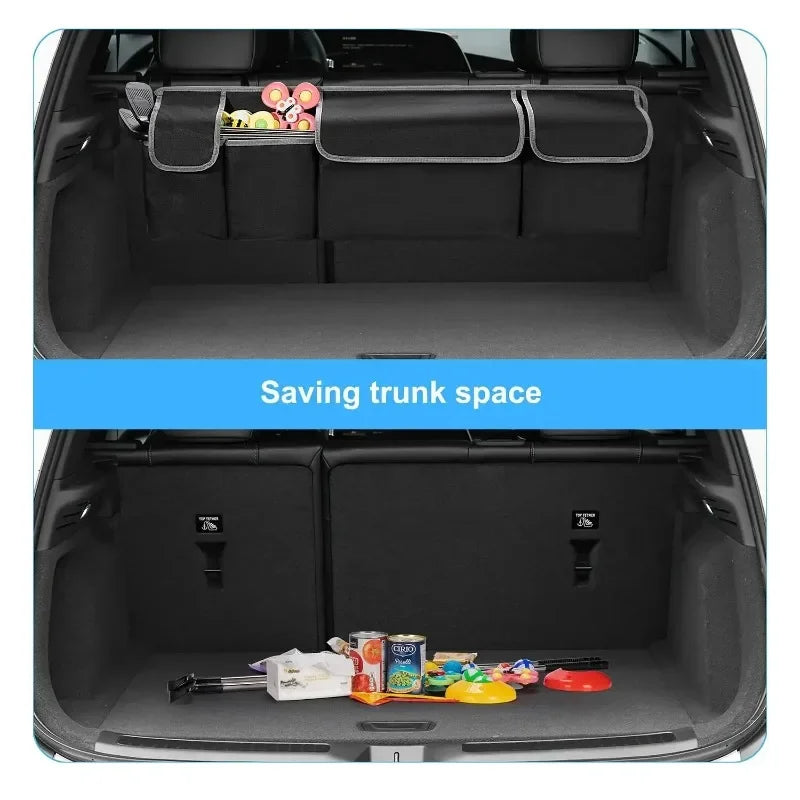 Car Trunk & Backseat Organizer - High Capacity Oxford Storage Bag, Multi-use Seat Back Organizers, Automobile Interior Accessory