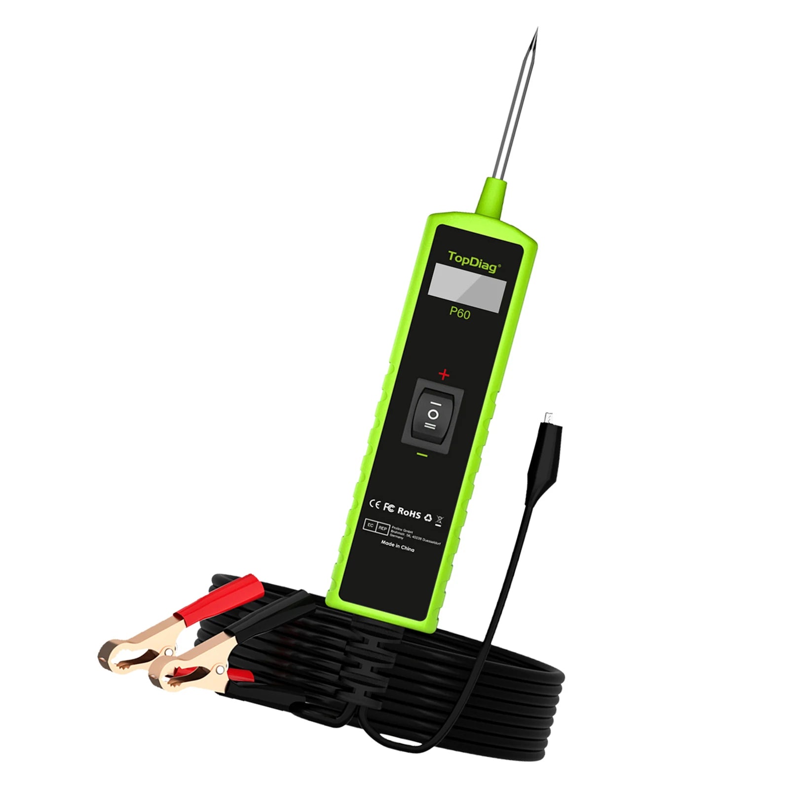 TopDiag P60 Automotive Circuit Tester Car Electrical System Short Tester 6-30V DC with Function LCD Display Flashlight Component