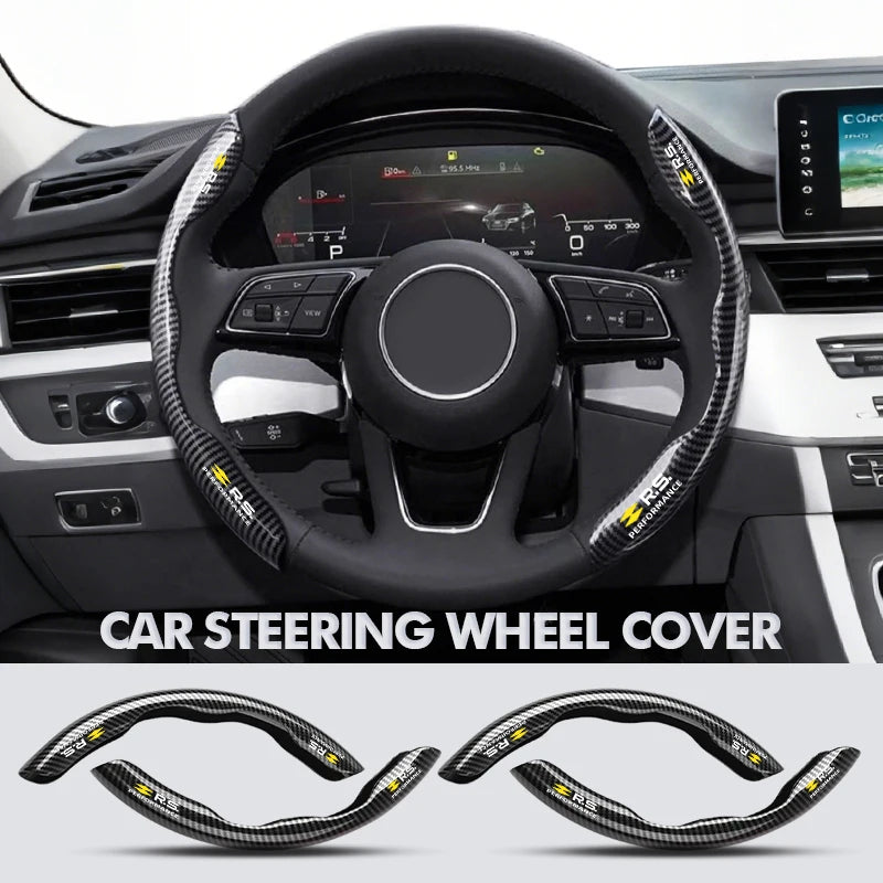 Carbon FiberCar Steering Wheel Ferrule Protective Cover For Renault RS Clio Scenic Logan Megane Koleos Sandero Safrane