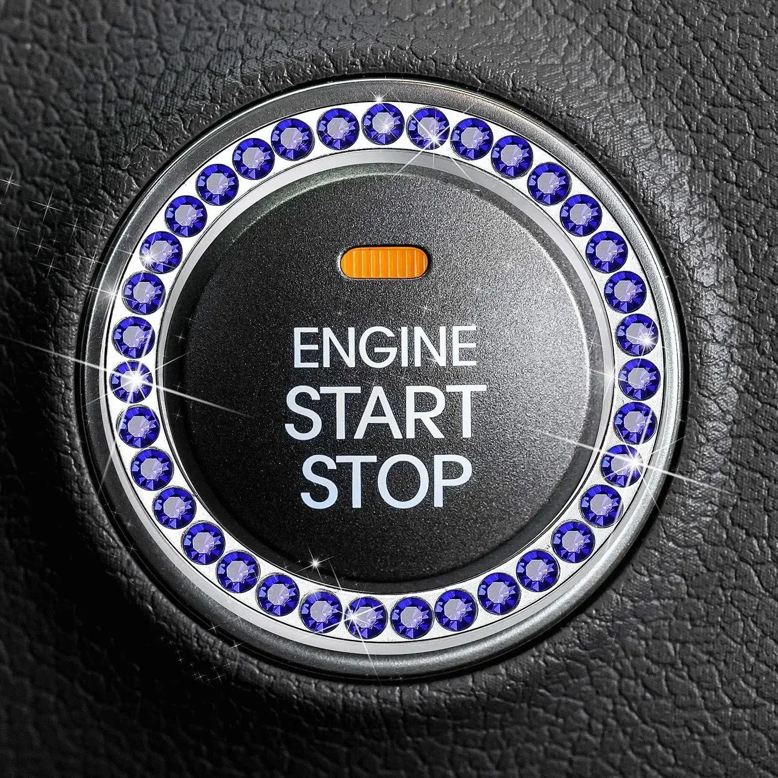 Car with drill, one key start ring, circular decoration, engine ignition ring, flashing rhinestone decoration accessories