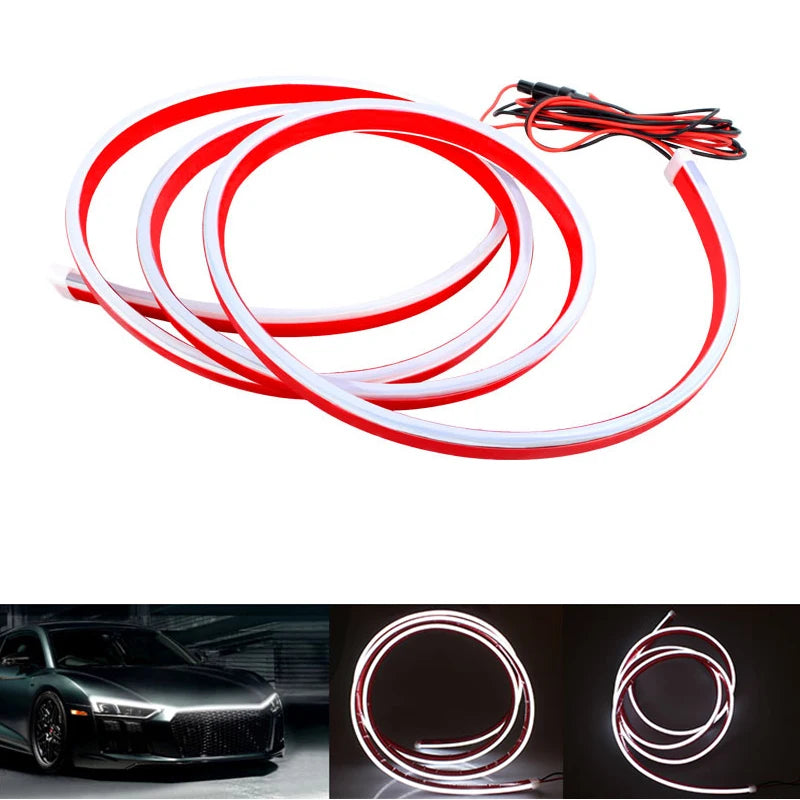 LED Car Hood Lights Flexible Engine DRL Daytime Decorative Running Light Auto Eyebrow Lamp RGB Turn Signal Lamp Ambient Lamp 12V