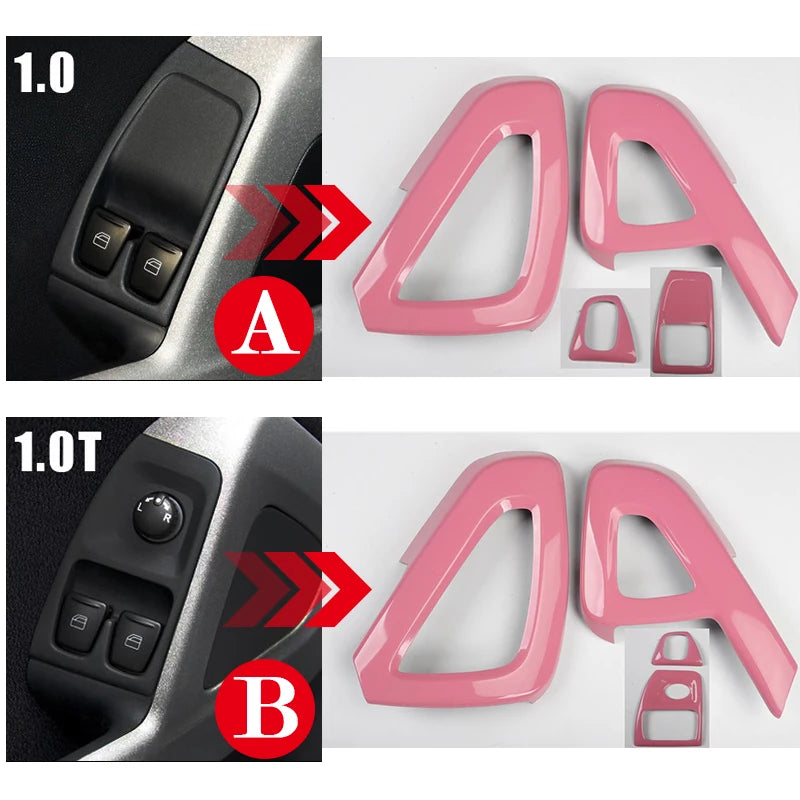 Car Interior Decoration Products ABS Protective Shell Pink Sticker For Mercedes Smart 451 Fortwo Car Modification Accessories